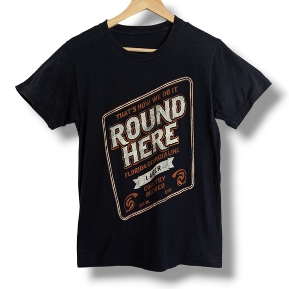 Florida Georgia Line Round Here Concert Tee Small Navy 100% Cotton - Picture 1 of 11